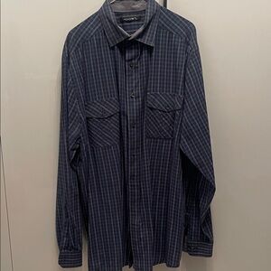 Navy Plaid Button-Up Shirt